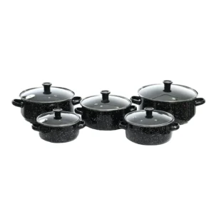 Тенджери със стъклен капак - 5 бр. - Черни