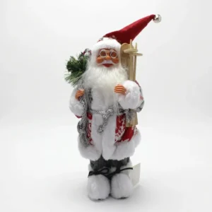 Декоративна фигура Дядо Коледа 30 см в червен костюм с подаръци
