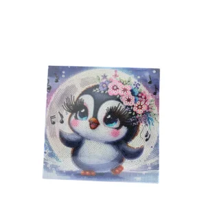 Диамантен гоблен „Сладко пингвинче“ – радост, нежност и усмивки - 25х25cm