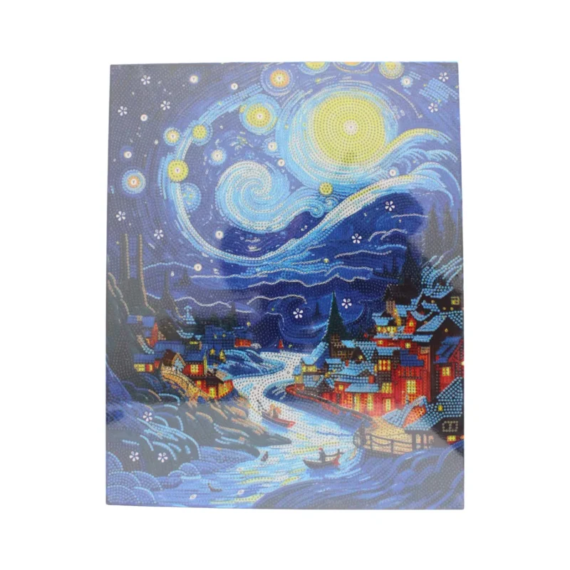 Диамантен гоблен „Звездна нощ над града“ – вдъхновение и изкуство - 50х40cm