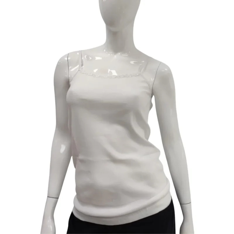 Дамски корсаж рипс с дантела - Бял - 100% памук