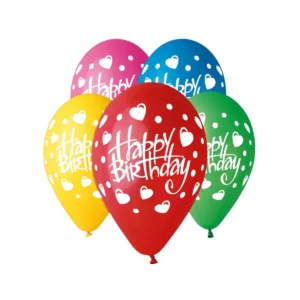 Комплект балони с надпис „Happy Birthday“ с размер 12 инча, включващ 10 броя, подходящи за украса на рожден ден