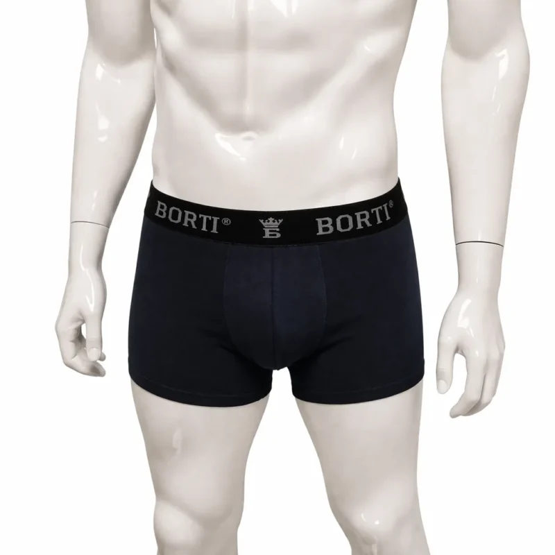 Мъжки боксерки BORTI 92% пениран памук - Черни