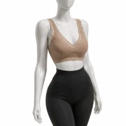 Дамско бежово бюстие с дантела без банели удобно дамско бельо