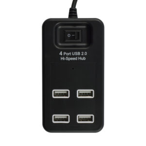 USB хъб Diva 4 порта с ключ, USB 2.0, Черен