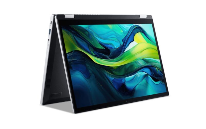 Лаптоп, Acer Aspire Go Spin 14, AGSP14-31PT-3593, Intel i3 N355( up to 3.9GHz, 6MB), 14'' WUXGA (1920x1200) IPS Touch (pen supportive), 8GB DDR5 on board, SSD 256GB, HD Web cam, WiFi6 ax, BT 5.2, Win 11 Home