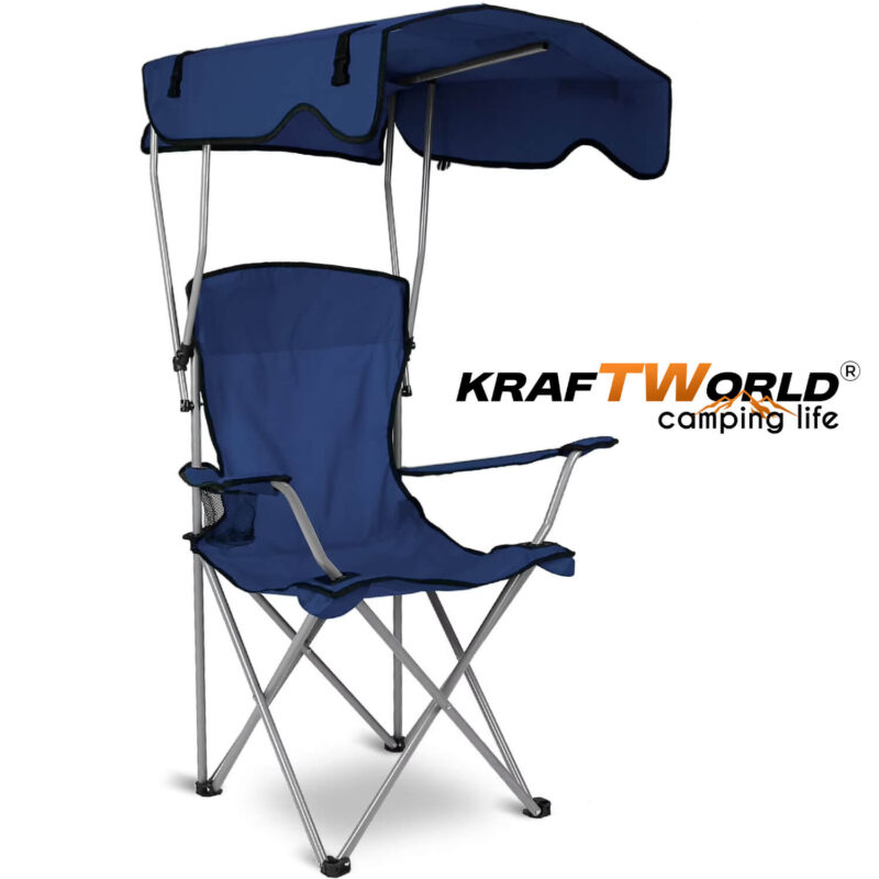Сгъваем стол KraftWorld със сенник – 150 кг, син