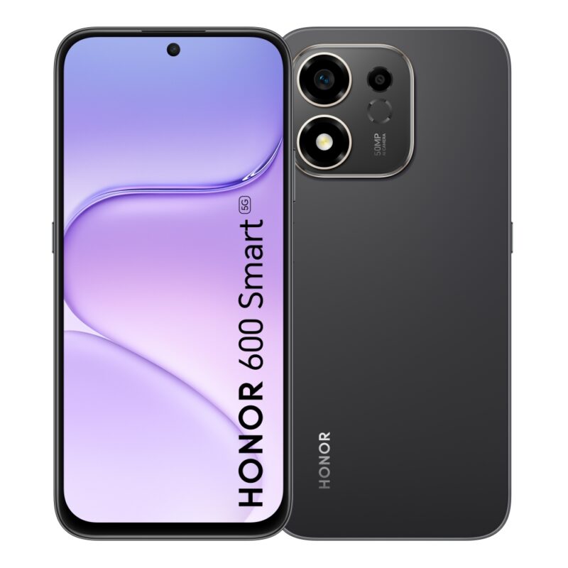 Мобилен телефон, Honor 600 Smart Velver Black, Mark-N31A,5G, 6.872", LCD, 1592x720, Qualcomm Snapdragon 4 Gen 4 (2x2.3GHz+6x1.95GHz), 4GB, 128GB, 50+0.08MP/5MP, 7700mAh, FPT, BT, USB Type-C, IP64, Android 16, MagicOS 10.0