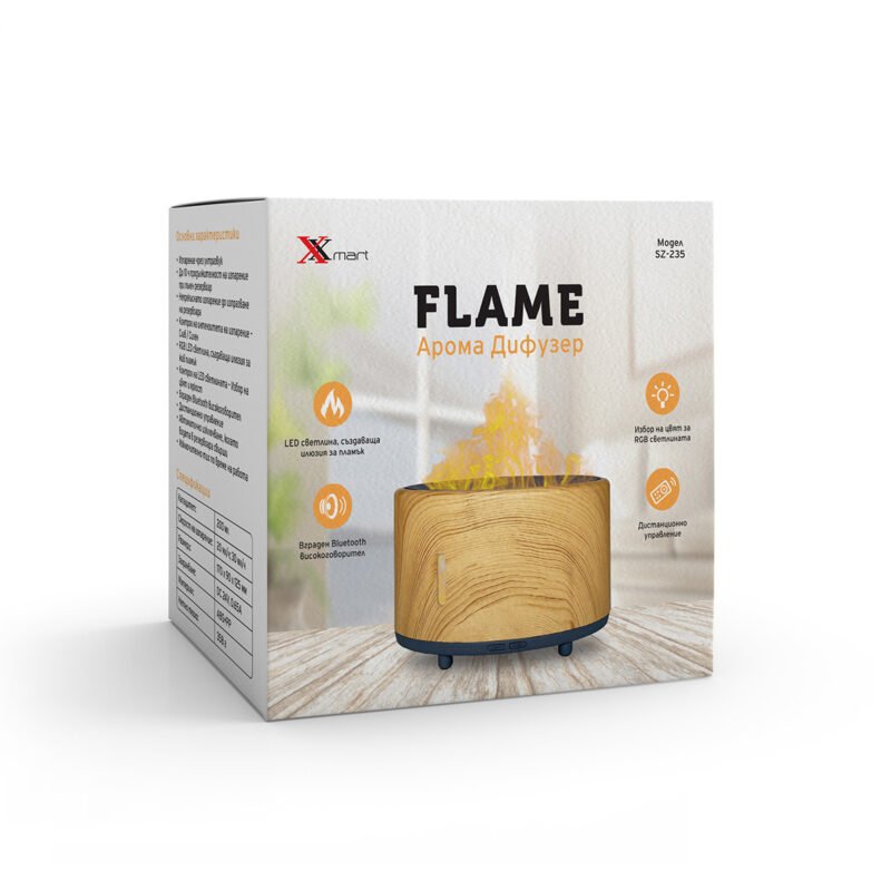 Арома дифузер Xmart Flame с Bluetooth високоговорител